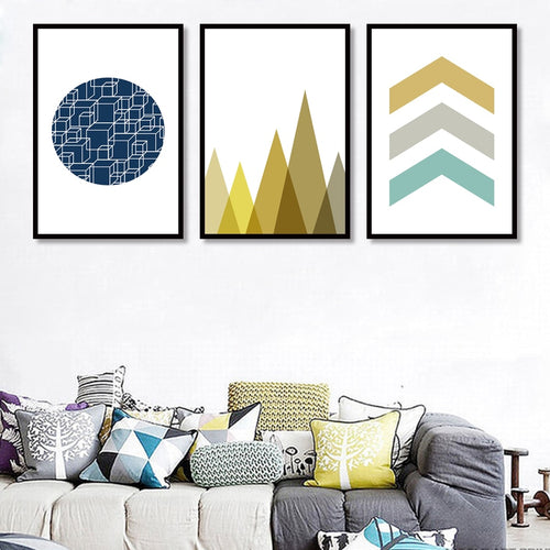 3 Pieces Geometric Abstract Painting