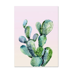Watercolor Cactus Canvas Painting