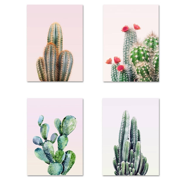 Watercolor Cactus Canvas Painting