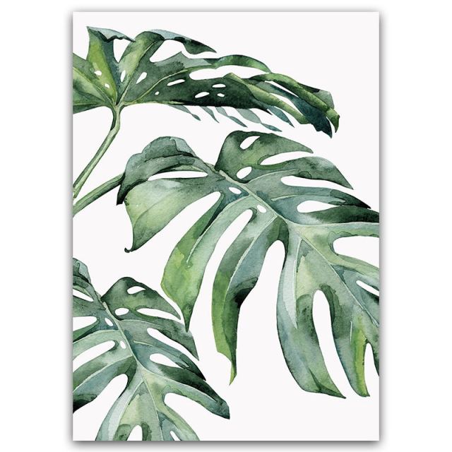 Watercolor Green Leaves Canvas