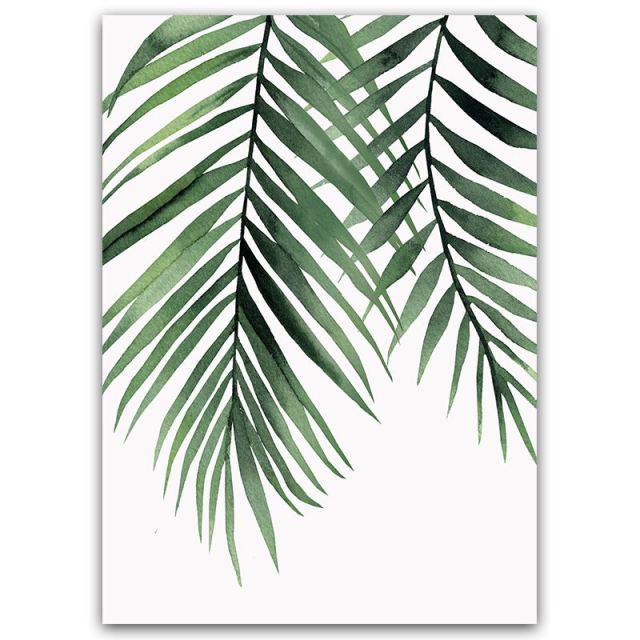 Watercolor Green Leaves Canvas