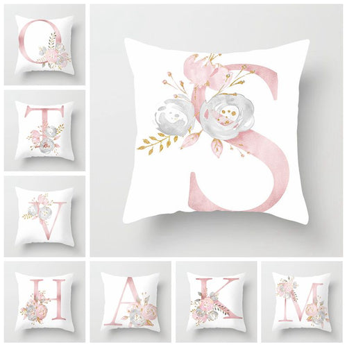 Pink Letter Cushion Cover