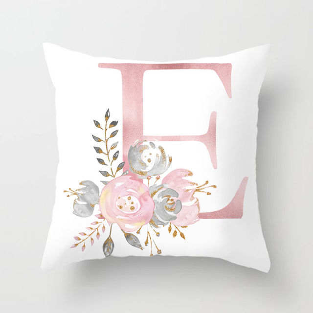 Pink Letter Cushion Cover