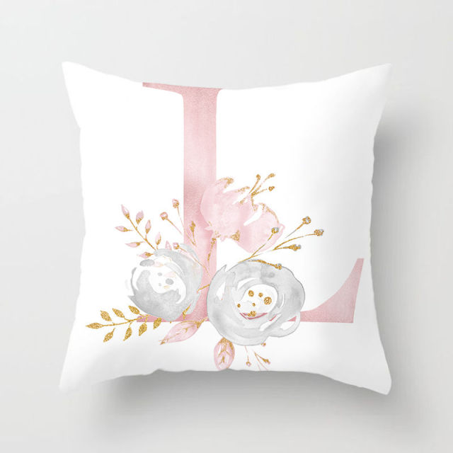 Pink Letter Cushion Cover