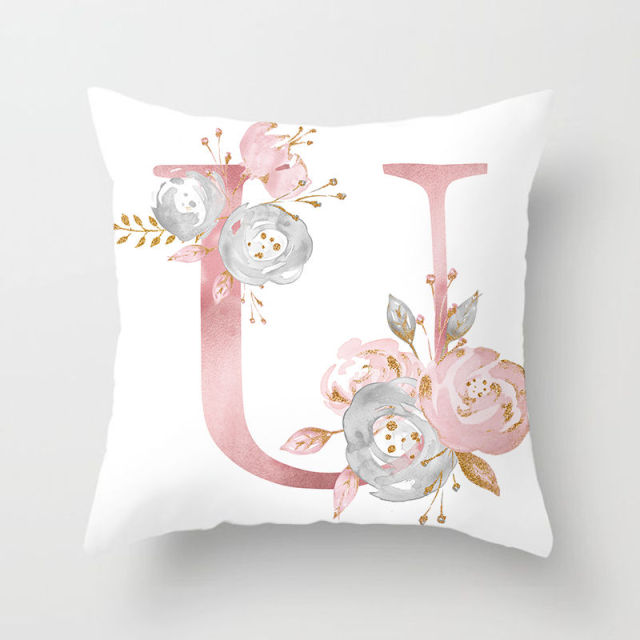 Pink Letter Cushion Cover