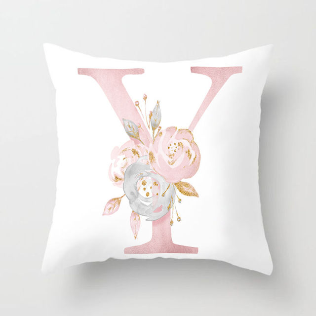 Pink Letter Cushion Cover