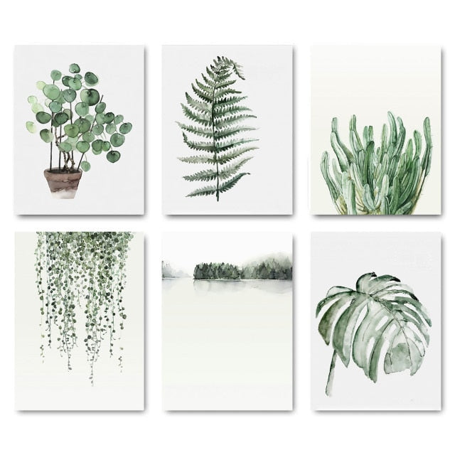 Watercolor Plant Leaves Paintings