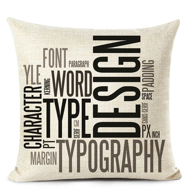 Letter Printed Cushion Covers
