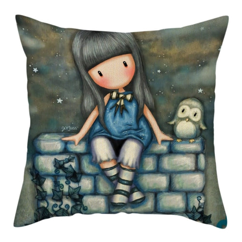 Cartoon Girl Cushion Cover